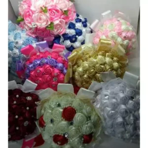 Buket Bunga GROSIR 6 Pieces bisa request warna - Pita Satin - Bunga Tangan Pengantin - Hand Bouquet