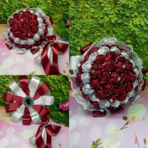 Hand Buket List 0210 Pita Satin Pengantin - Bucket Bunga Tangan Pengantin - Bouquet Wisuda