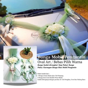 Bunga Mobil Pengantin Oval Tile Art Plus Tali Panjang & Bunga Pintu Mobil