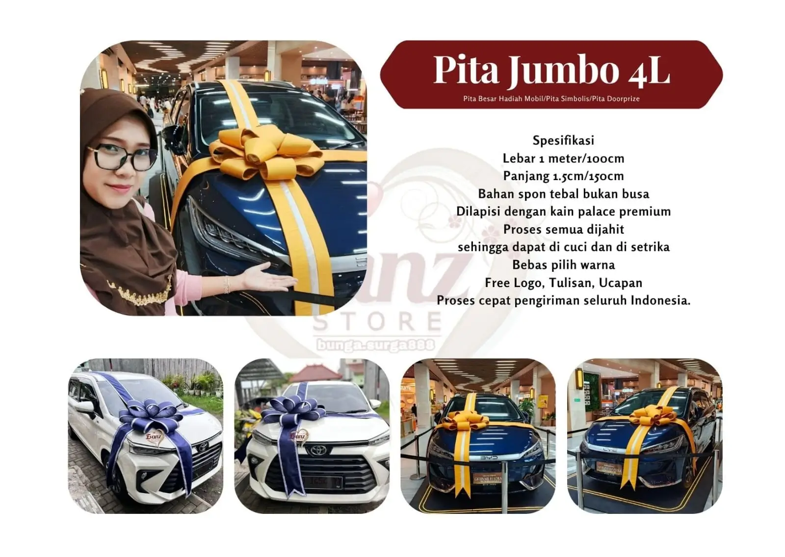 thina dan produk pita jumbo mobil evanz store