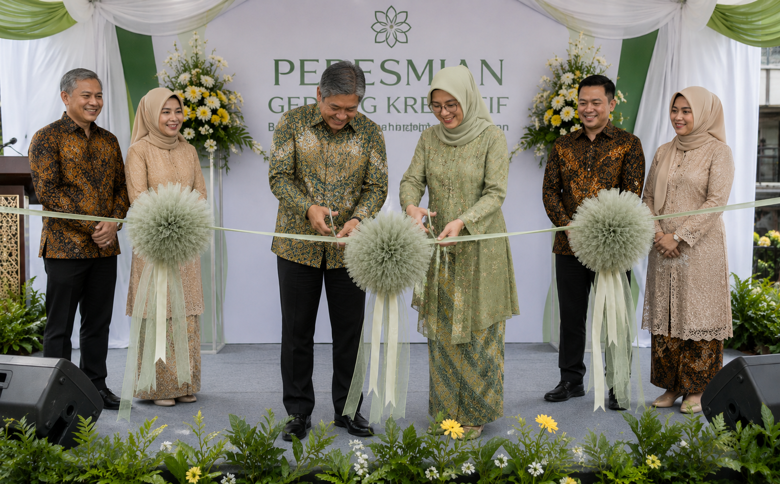 PITA PERESMIAN POM-POM TILE PREMIUM SIAP PAKAI/ Potong Pita Simbolis / Grand Opening - Gambar 6